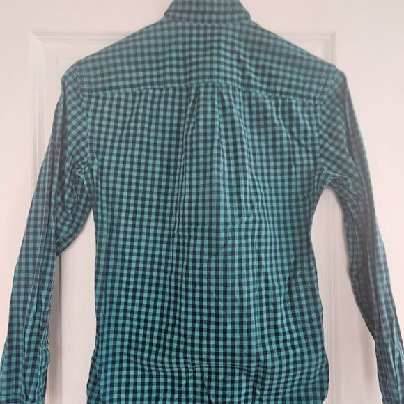 Frank & Oak blue gingham button down shirt XS slim fit mod 60's - Picture 2 of 3